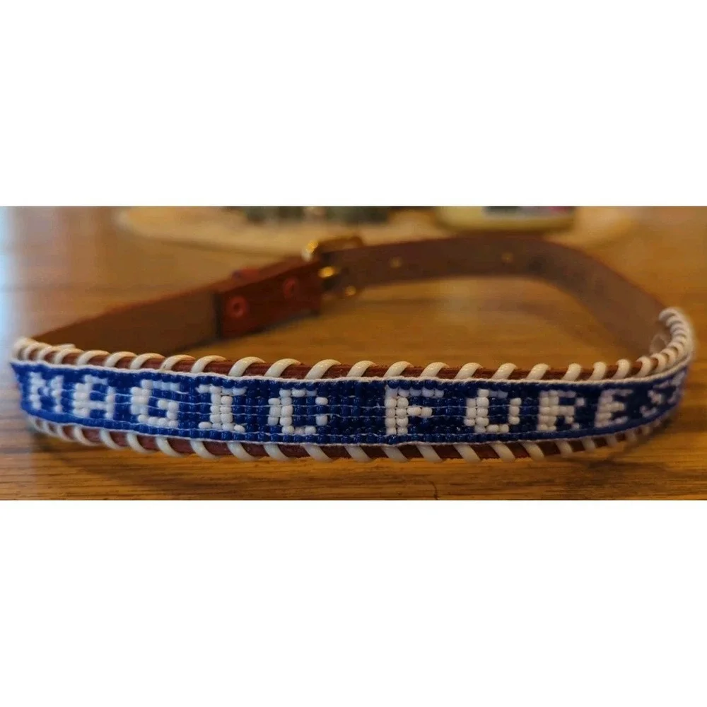 NOS Magic Forest Lake George NY Novelty Beaded Leather Belt Kids Youth Adult 22